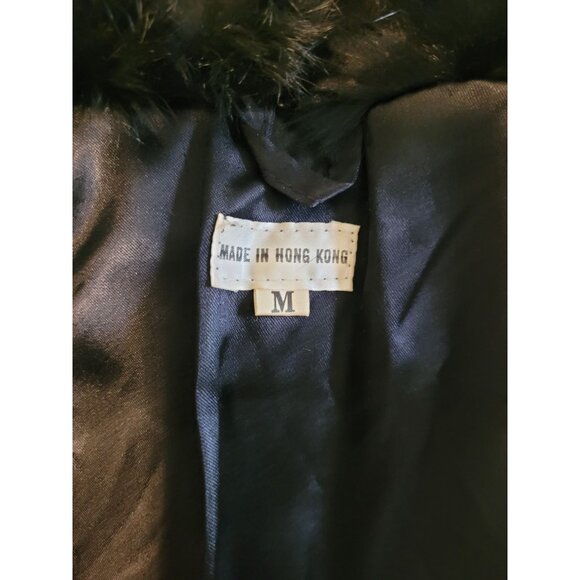 VTG Genuine Rabbit Fur Coat Black Med Cozy Soft Old Money Classic - Picture 5 of 6